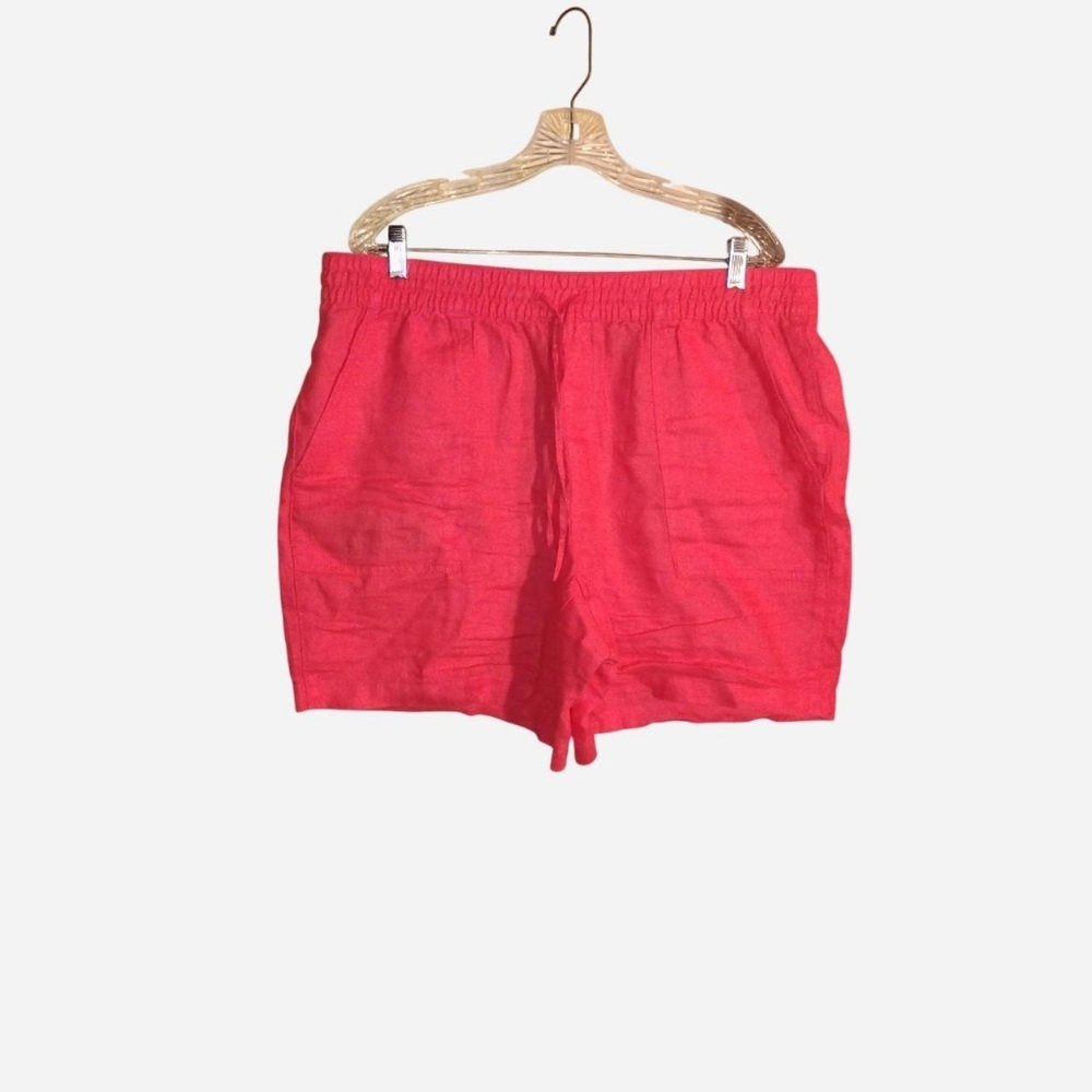 Lands' End Women's Hot Pink Linen Blend Pull-On Shorts - Size Large (14-16)